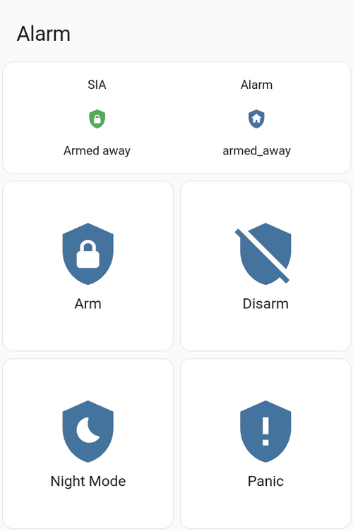 Home Assistant dashboard card